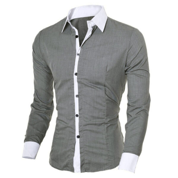 Mens Casual Long Sleeve Slim Fit Shirts - Image 2