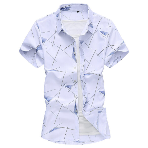 Striped Cotton Lapel Shirt - Image 7