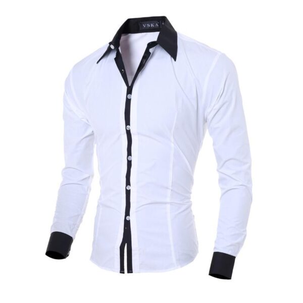 Mens Casual Long Sleeve Slim Fit Shirts - Image 6